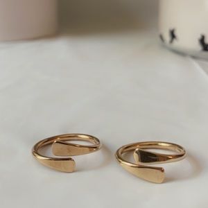 Set of 2 hand hammered wrap rings, gold dipped